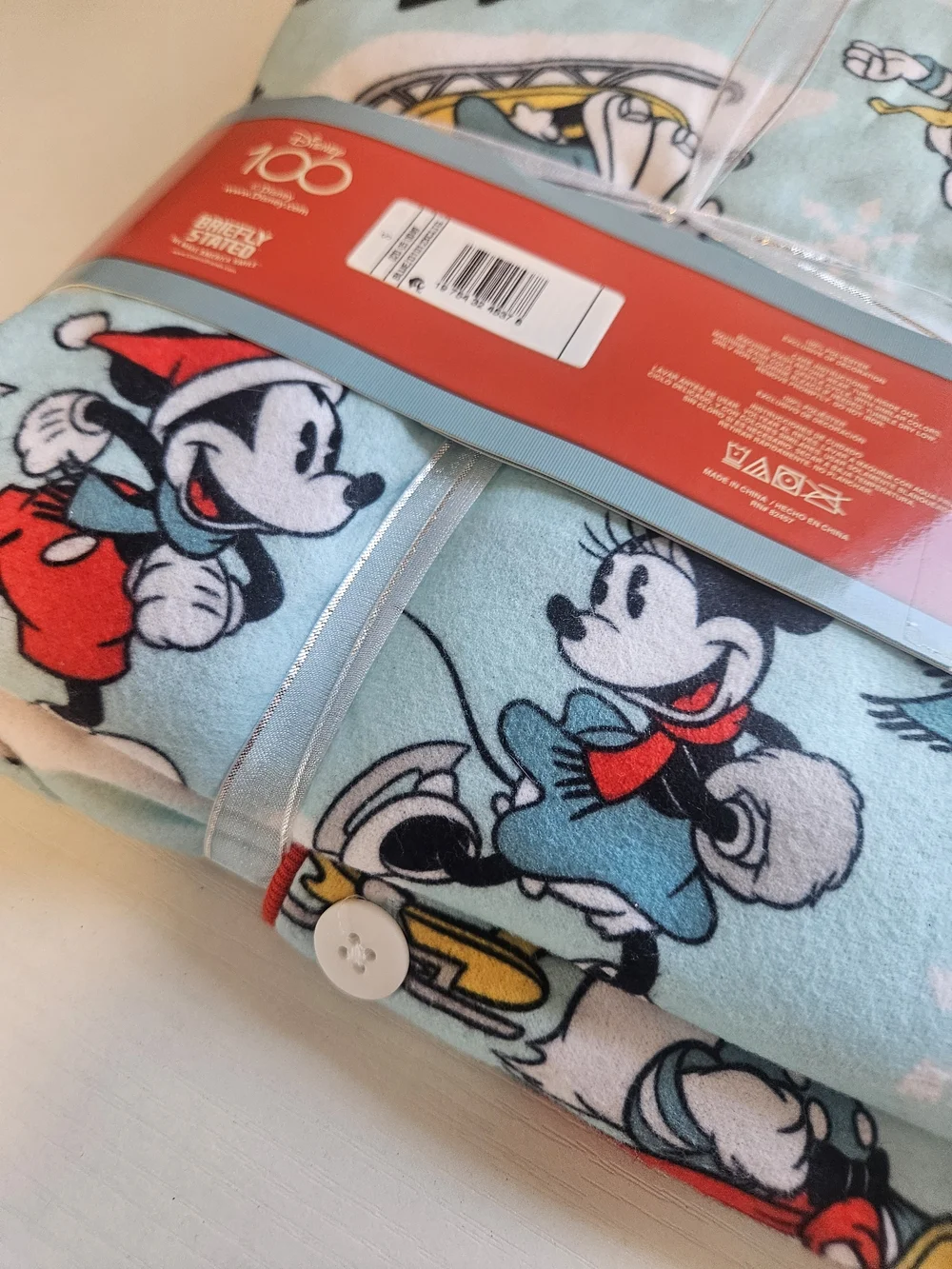 Disney Light Blue Mickey & Friends Fleece 2-Piece Pajama Set with Red Trim - Picture 4 of 6